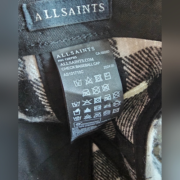 AllSaints Check Adjustable Baseball Cap - Picture 6 of 9